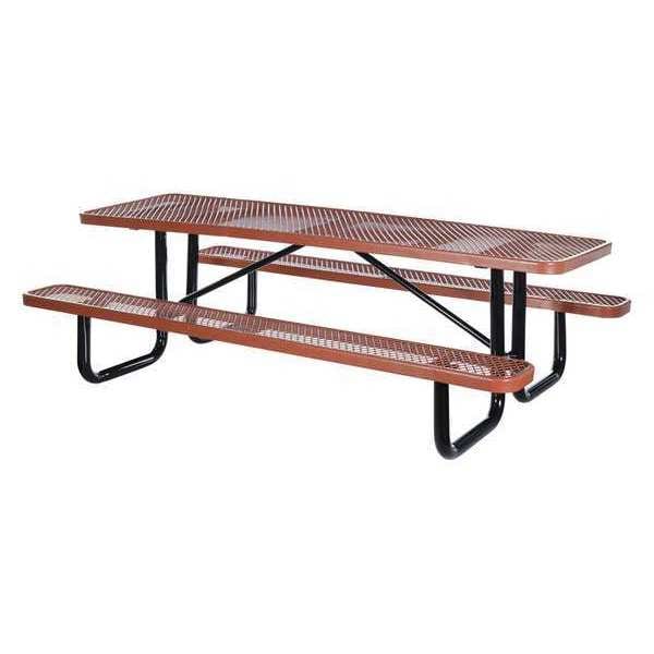 Vestil Metal Rectangle Picnic Table, 72", Brown PT-MX-3072-BN