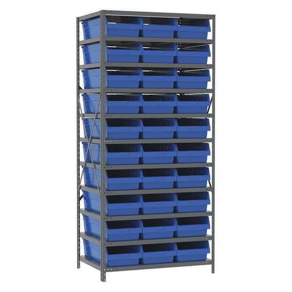 AkroMils Steel Bin Shelving Unit, 4 Shelves, Gray AS2479 Zoro
