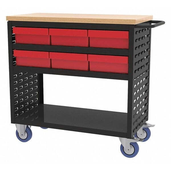 AkroMils Louvered Cart, 37x18, 6 Drawers, Blue MA3618B1BLU Zoro