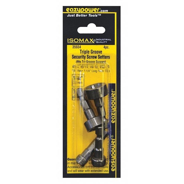 Zoro Select 4 Piece Screwdriver Bit Set, 1/4