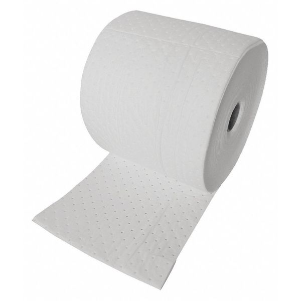 Zoro Select Absorbent Roll, 24 gal. Oil-Based Liquids Absorbed, White, Polypropylene 44ZC95