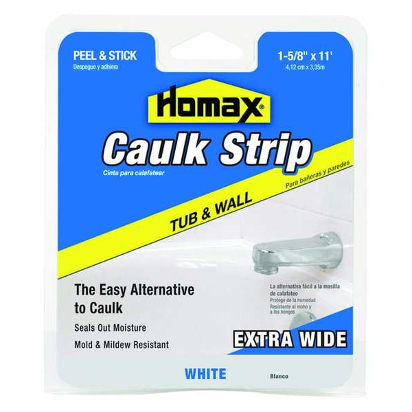 Homax Caulk Strip, 1 5/8 in x 11 ft, Roll, White, Butyl Base 34040