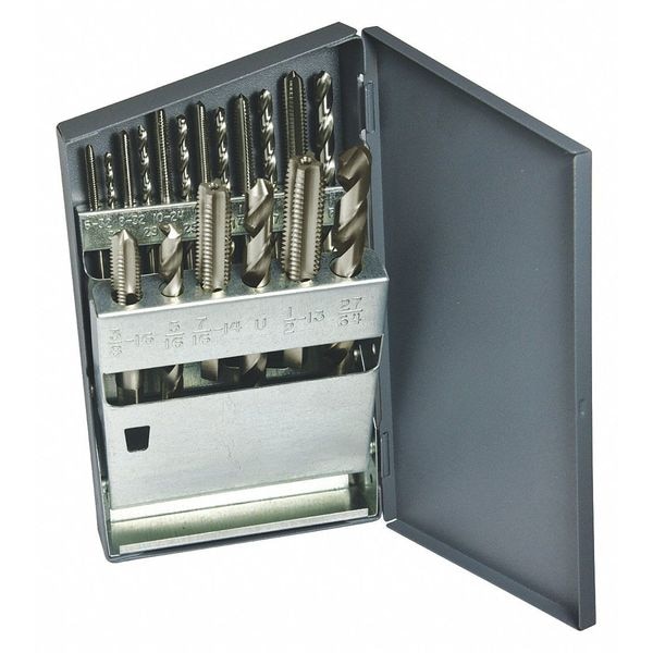 Greenfield Threading 18pc HSS GP Bright Plug Hand Tap & Bright Jobber Drill Set HTGP/150D Greenfield Threading 330083