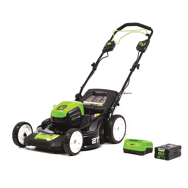 Greenworks Mower, Gear Drive, Cutting 21" W MO80L510 Zoro