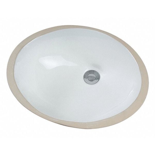Zoro Select Lavatory Sink, Vitreous China, Oval 34008 Zoro