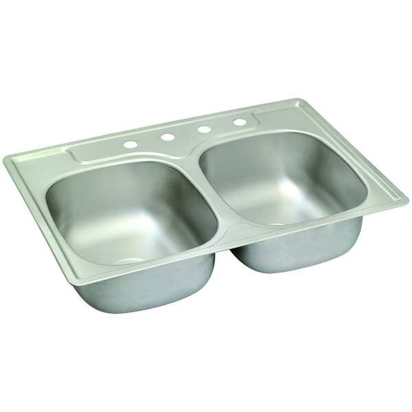 Zoro Select DropIn Sink, 4 Hole, Satin Finish 86103 Zoro