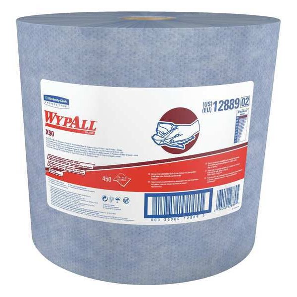 Wypall 12889 74.81 Dry Wipe Roll, Blue, Roll, Hydroknit, 113/4 in x