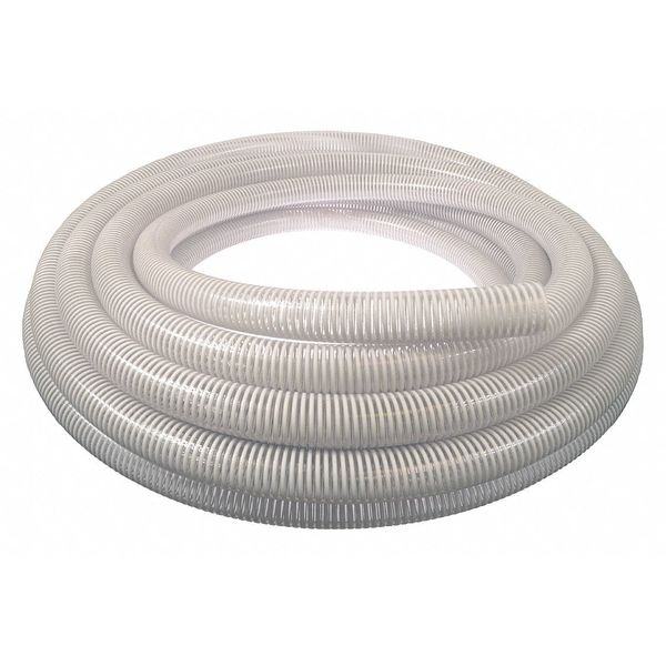 Zoro Select 11/2" ID x 100 ft PVC Water Suction Hose Clear/WT 45DU59
