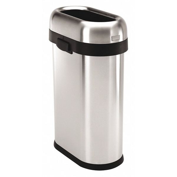 Simplehuman 13 gal. Oval Trash Can, Silver, None, Stainless Steel