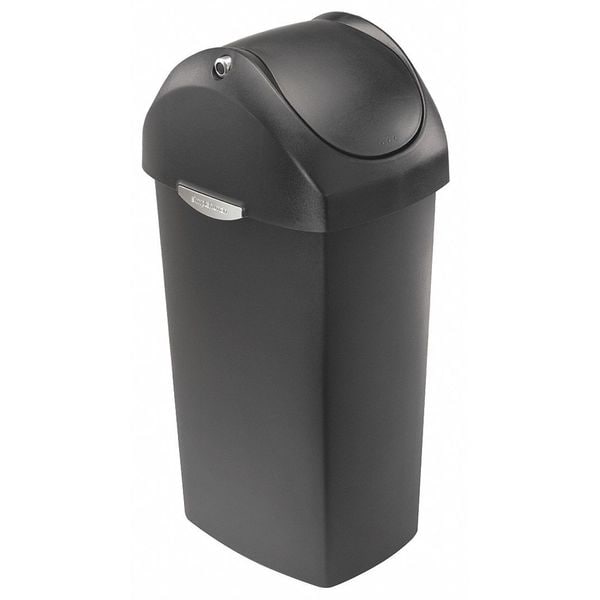 Simplehuman 16 gal. Rectangular Trash Can, Black, Swing, Plastic CW1333