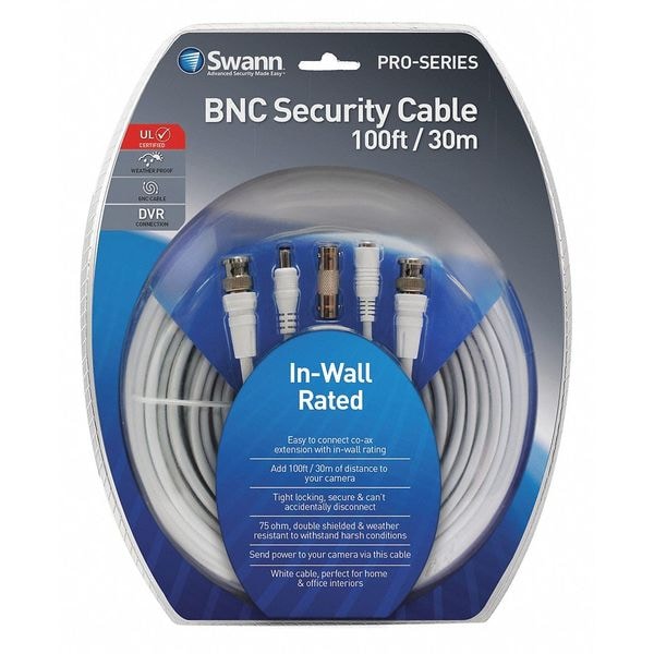 Swann BNC Video Cable, 12inHx4inL, Plastic SWPRO-30MFRC-GL