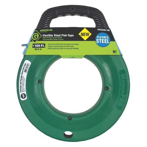 Greenlee Fish Tape, Flexible Steel, 100 ft. FTFS439100 Zoro