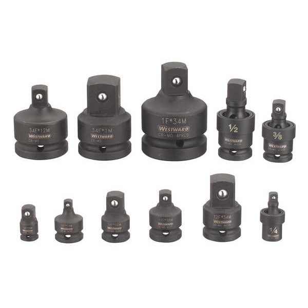 Westward Impact Socket Adapter Set, 1/4 in, 3/8 in, 1/2 in, 3/4 in