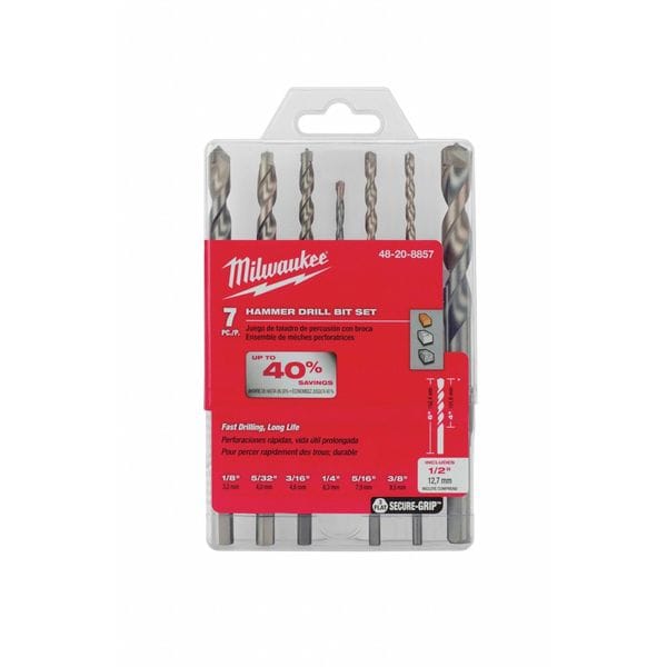 Milwaukee Tool Hammer Drill Bit Set, (7) Pieces 48208857 Zoro