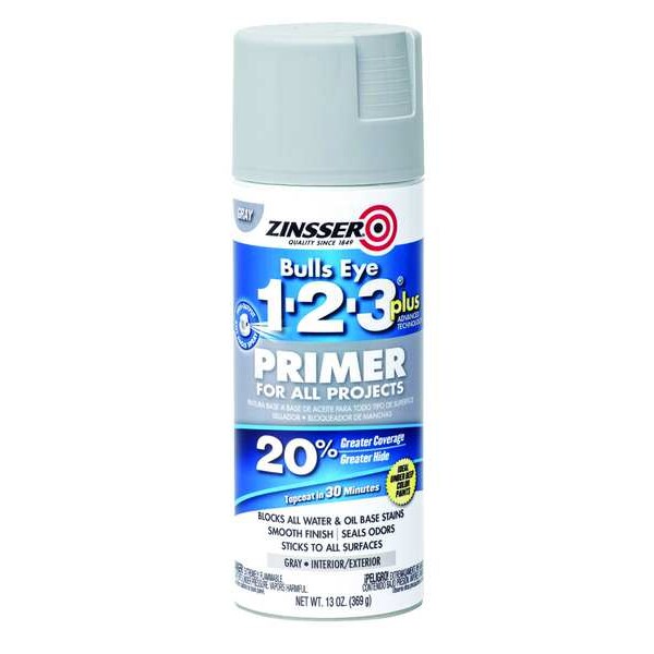 Zinsser Spray Primer, Gray, Flat Finish, 13 oz. 293740 Zoro