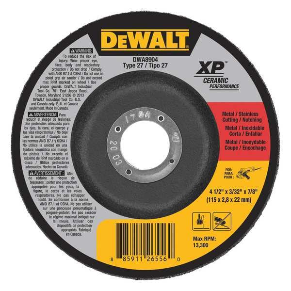 Dewalt DWA8904 6.68 CutOff Wheel, 3/32 in.Th, 41/2 in. Dia, Arbor