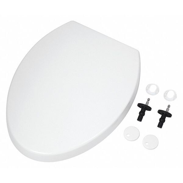 American Standard Slow Close Toilet Seat, With Cover, Plastic, Elongated, White 5218210.020 Zoro