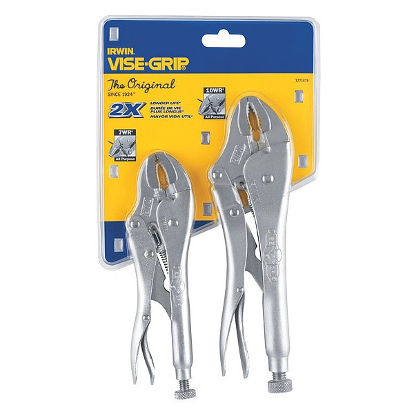 Irwin 2 Piece Fast Release Locking Pliers Set Plain Grip Handle 1771879