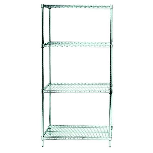 Zoro Select Wire Shelving Unit, 24"D x 36"W x 63"H, 4 Shelves, Silver