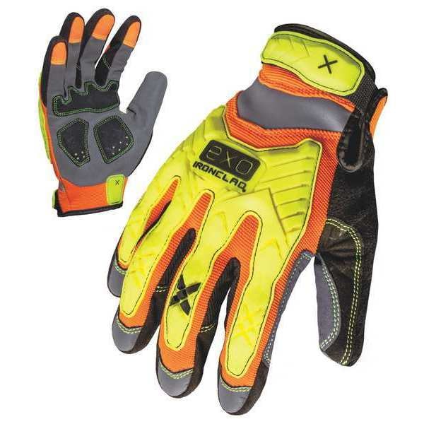 Ironclad Performance Wear HiVis Mechanics Gloves, XL, Orange/Yellow