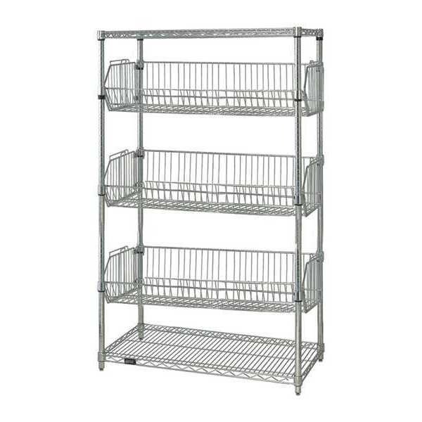 Zoro Select Wire Shelving Unit, 24"D x 48"W x 63"H, 2 Shelves, Chrome