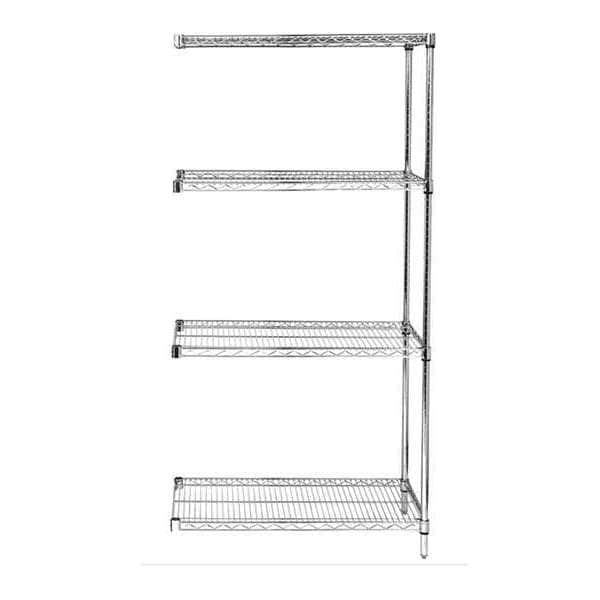 Zoro Select Wire Shelving, 18"D x 36"W x 54"H, 4 Shelves, Chrome 45VY28