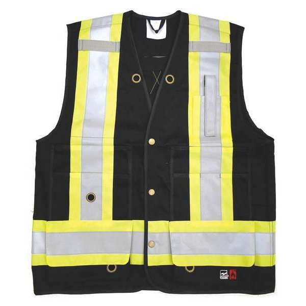 Viking Safety Vest,Black,2XL,291/2" L,Class 1 (6165FRXXL) Zoro