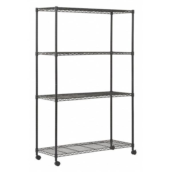 Zoro Select Wire Shelving Unit, 18"D x 48"W x 72"H, 4 Shelves, Black