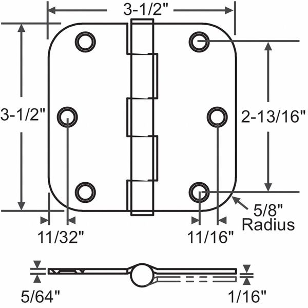 Zoro Select Door and Butt Hinge, Steel, Full Mortise