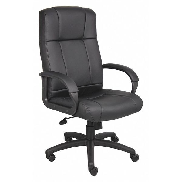 Zoro Select Vinyl Executive Chair, 23 1/2, Fixed, Black 452R11 Zoro