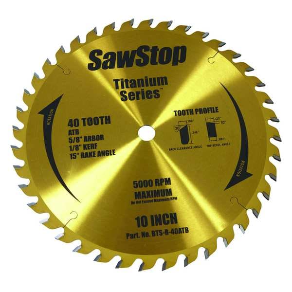 Sawstop 40Teeth Circular Saw Blade, Wood BTSR40ATB Zoro