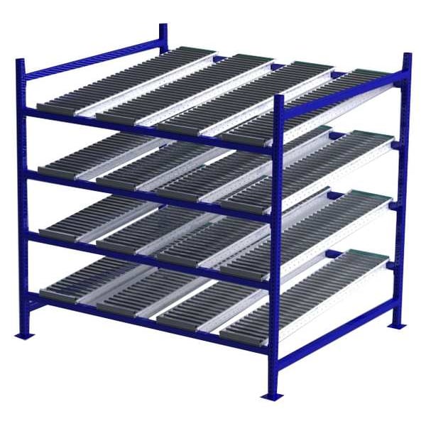 Unex Flow Cell Starter Gravity Flow Rack, 60 in D, 72 in W, 4 Shelves, Blue FC99SR72604-S - main