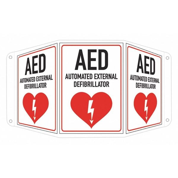 Lyle AED (w sym), 17 1/2 in W x 10 in H, Tri-Bend, Aluminum