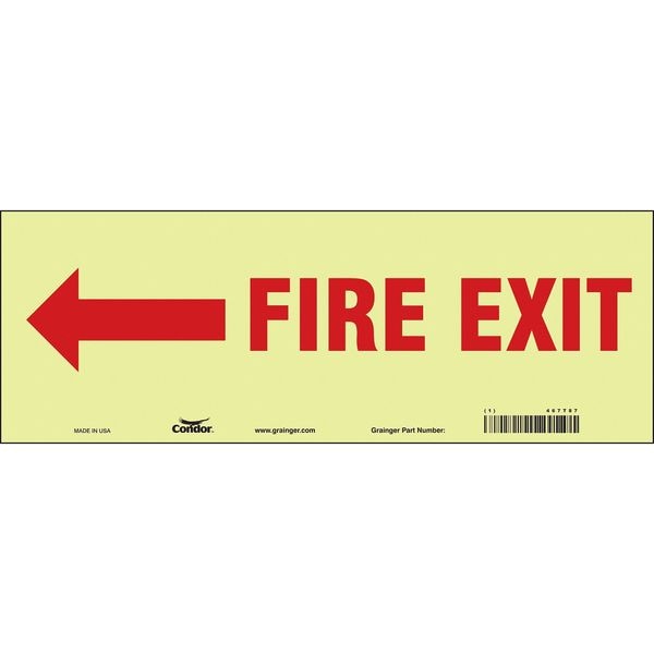 Condor Emergency Exit Floor Sign, 14" W x 5" H 467T87 Zoro