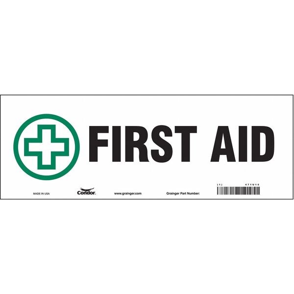 Condor First Aid, 14 in W x 5 in H, Vertical Rectangle, Vinyl, 471U15 ...