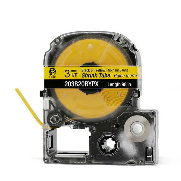 Epson Heat Shrink Tube, Black on Ylw, 0.125inW 203B20BYPX Zoro