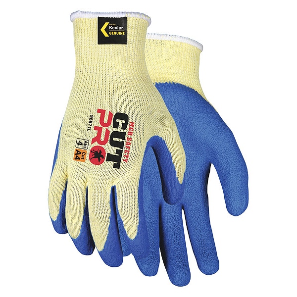 Mcr Safety Cut Resistant Coated Gloves, A4 Cut Level, Natural Rubber