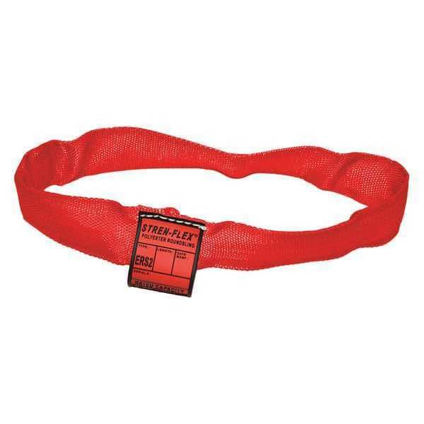 Stren-Flex Round Sling, Endless, Red, 12ft L, Polyester