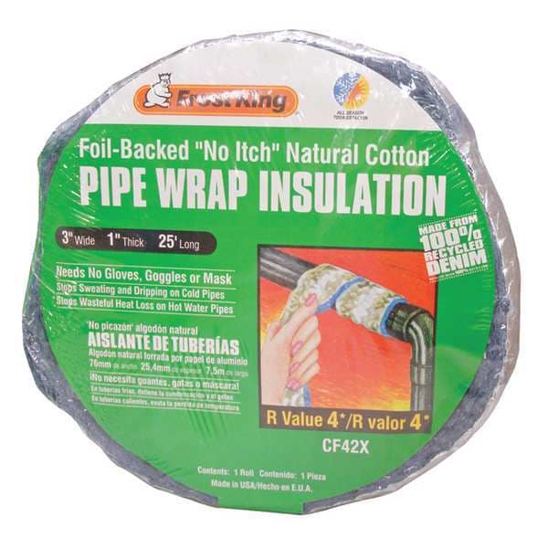 Frost King 3" x 25 ft. Cotton & Foil Pipe Insulation Wrap CF42X Zoro
