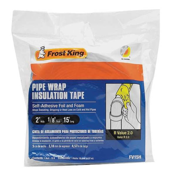 Frost King 2" x 15 Ft. Foam & Foil Pipe Insulation Wrap FV15H Zoro