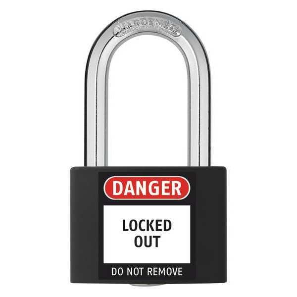 Zoro Select Lockout Padlock, KD, Black, 2"H 48JR43