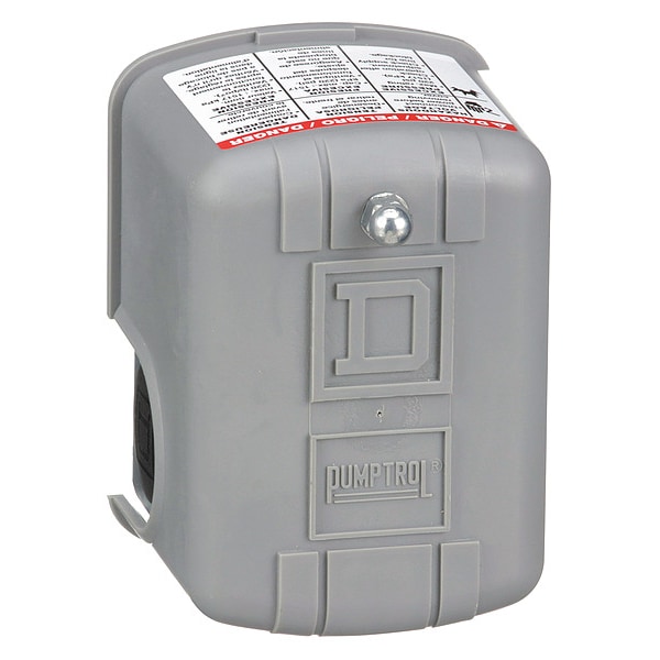 Square D Pressure Switch, (1) Port, 1/4 in MNPT, DPST, 40 to 100 psi, Standard Action 9013FHG9J27