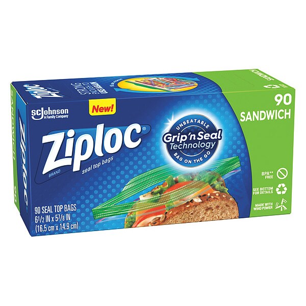 Ziploc 315885 4.50 Zipper Seal Reclosable Bag 61/2" x 51/8", 1.12