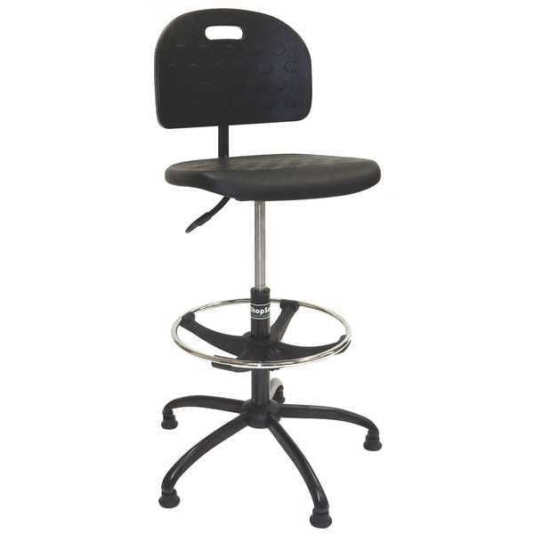 Shopsol Polyurethane Workbench Chair, 25" to 35", No Arms, Black 1010275