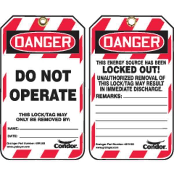 Condor Lockout Tag, Danger Do Not Operate, 3 1/4 in W x 5 3/4 in H ...