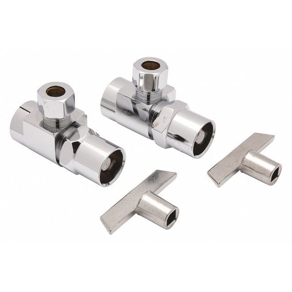 Zurn Angle Stop Valve, Chrome, 23/4 in. L, FIP ZH8822XLLKPC Zoro