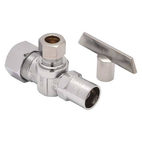 Zurn Angle Stop Valve, 2-3/4 in. L, Chrome, FIP Z8804-XL-LKQ-PC | Zoro