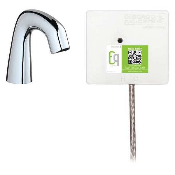 Chicago Faucet Electronic Sensor Single Hole Mount, 1 Hole Mid Arc Bathroom Faucet, Chrome