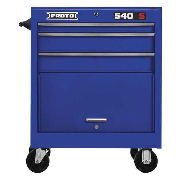 Proto 27 W Rolling Cabinet 3 Drawers Gloss Blue 18 D X 35 H