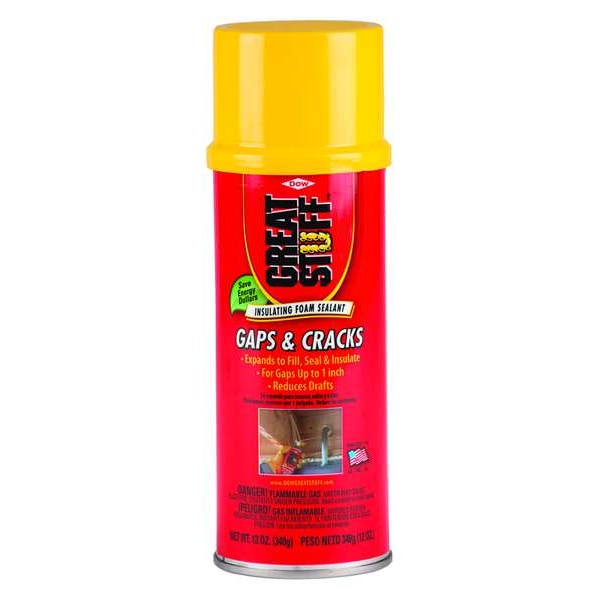 Great Stuff Insulating Spray Foam Sealant, 12 ox, Aerosol Can, Cream, R3.7 00157901 Zoro